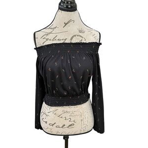 Divide H&M Womens Off Shoulder Blouse Crop Floral Small Bohemian Boho Chic Y2k